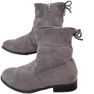 Stuart Weitzman Lowland Grey Ankle Booties Side Zipper 5‎